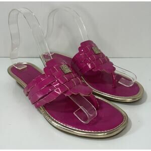 ANNE KLEIN Irisa iFlex Thong Patent Leather Sandals Slides Summer Womens 7.5M